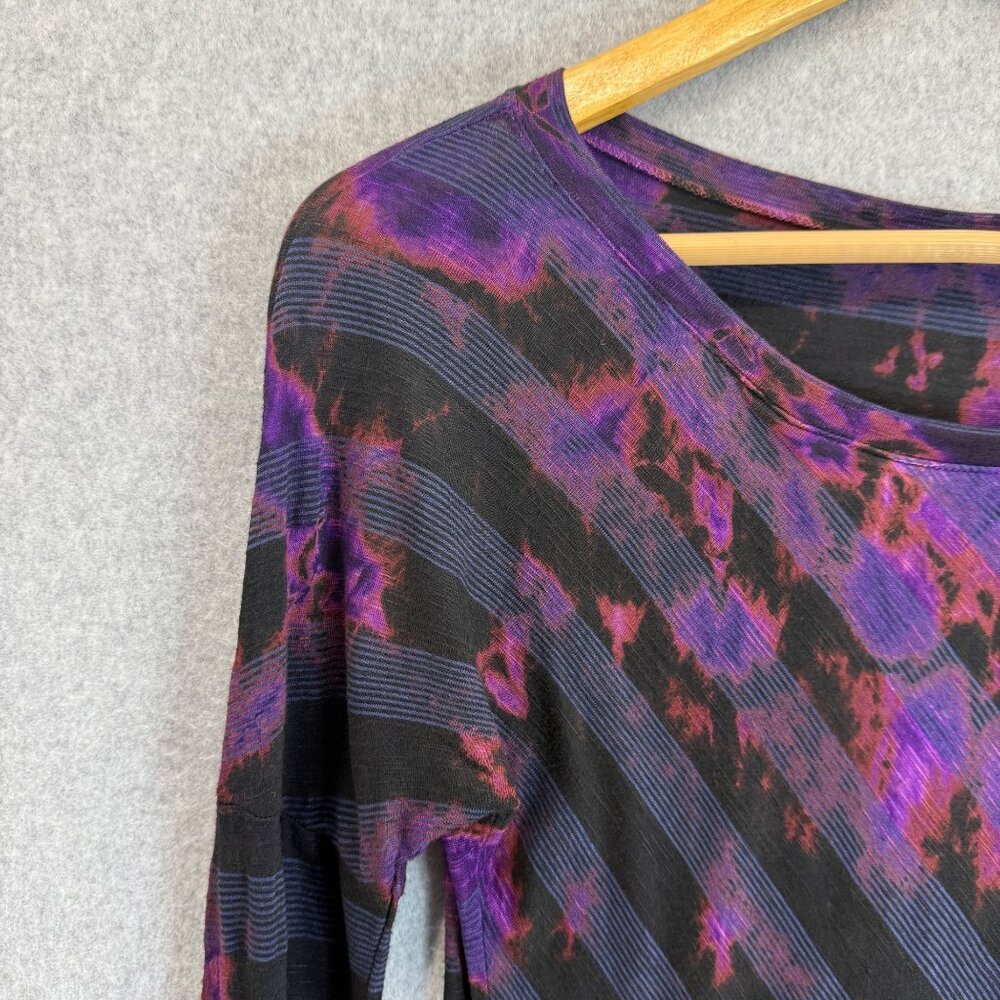 Ecco Clothing Womens Black Purple Tie Dye Layered‎ Blouse Shirt Long Sleeve XS - Picture 5 of 11